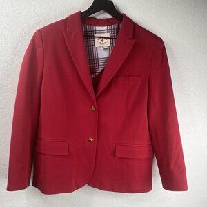 Brooks Brothers Red Fleece Blazer Women's Red Sz 14 2 Button Classic Preppy